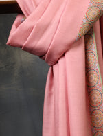 Pink Big Border Embroidery Cashmere Pashmina Shawl