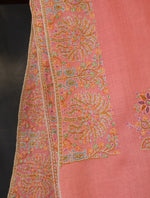 Pink Big Border Embroidery Pashmina Shawl