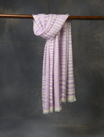 Purple and White Plaid Pure Cashmere Pashmina Scarf 