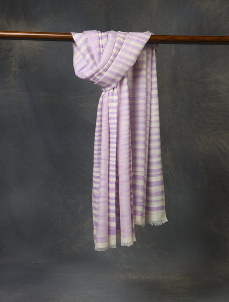 Purple and White Plaid Pure Cashmere Pashmina Scarf 