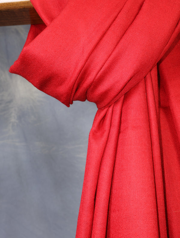 Red Base Border Embroidery Cashmere Pashmina Shawl – detail view
