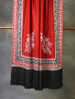 Red Border And Motif Embroidery Cashmere Pashmina Shawl