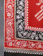 Red Border And Motif Embroidery Cashmere Pashmina Shawl