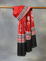Red Border And Motif Embroidery Cashmere Pashmina Shawl