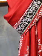 Red Border And Motif Embroidery Cashmere Pashmina Shawl