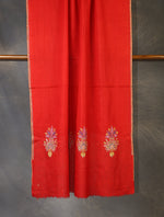 Red Buteh Embroidery Cashmere Pashmina Scarf