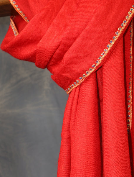 Red Buteh Embroidery Cashmere Pashmina Scarf