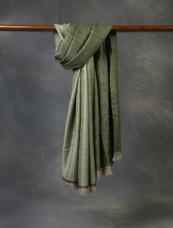 Olive And Mint Green Reversible Handwoven Cashmere Pashmina Shawl — reversible pashmina shawl handwoven in Kashmir