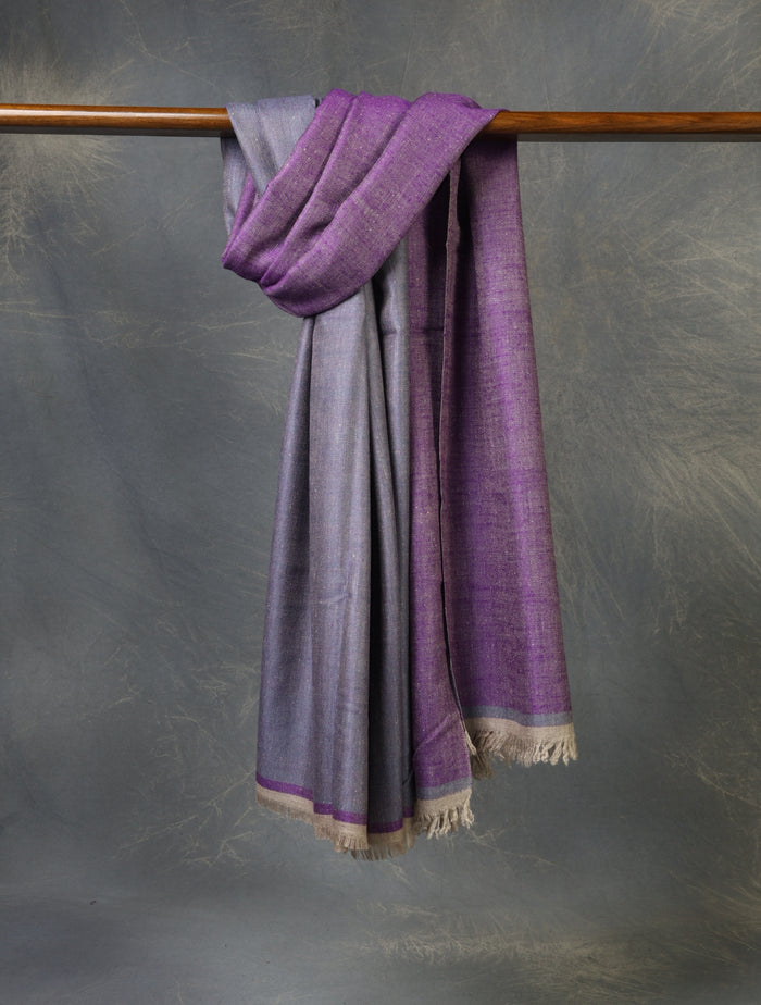 Lavender And Purple Reversible Handwoven Cashmere Pashmina Shawl