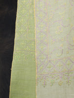 Reversible Mint Green Jali Embroidery Cashmere Pashmina Scarf