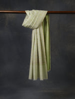 Reversible Mint Green Jali Embroidery Cashmere Pashmina Scarf
