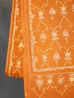 Rich Rust Base Jali Embroidery Cashmere Pashmina Shawl