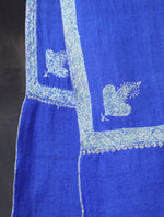 Royal Blue colour with Small Border Embroidery Cashmere Pashmina Scarf