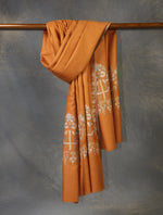 Rust Orange Big Motif Border Embroidery Cashmere Pashmina Shawl