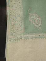 Sage Green Boteh Motif Embroidery Cashmere Pashmina Shawl