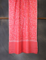 Salmon Pink Base With Jali Embroidery Pashmina Cashmere Scarf