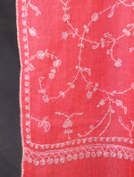 Salmon Pink Base With Jali Embroidery Pashmina Cashmere Scarf