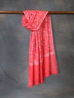 Salmon Pink Base With Jali Embroidery Pashmina Cashmere Scarf