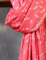 Salmon Pink Base With Jali Embroidery Pashmina Cashmere Scarf
