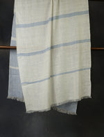 Sky Blue And Ivory Plaid Pure Cashmere Pashmina Scarf