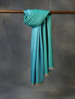 Sky Blue And Turquoise Reversible Handwoven Cashmere Pashmina Shawl