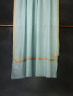 Sky Blue Base Border Embroidery Cashmere Pashmina Shawl