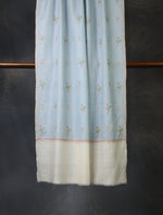 Sky Blue With Buteh Embroidery Cashmere Pashmina Scarf
