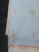 Sky Blue With Buteh Embroidery Cashmere Pashmina Scarf
