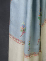 Sky Blue With Buteh Embroidery Cashmere Pashmina Scarf
