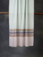Sky Blue with Small Border Embroidery Cashmere Pashmina Scarf
