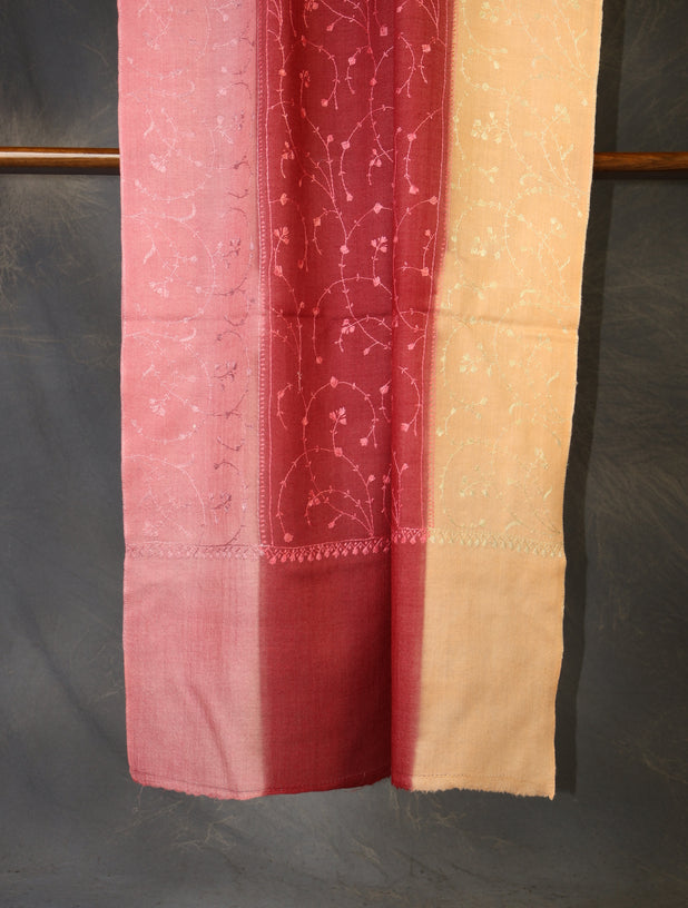 Triple Dye Jali Sozni Embroidery Stole