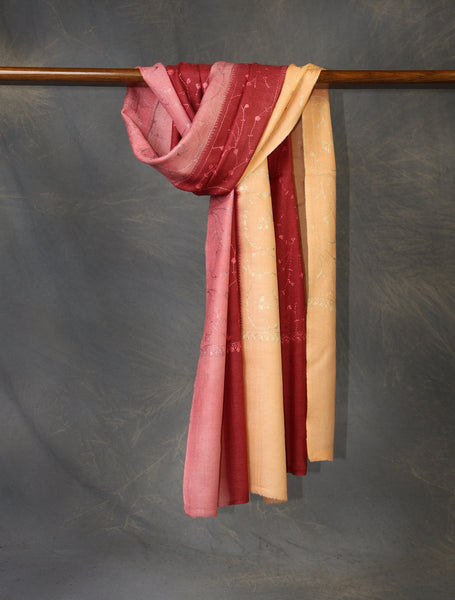 Triple Dye Jali Sozni Embroidery Stole