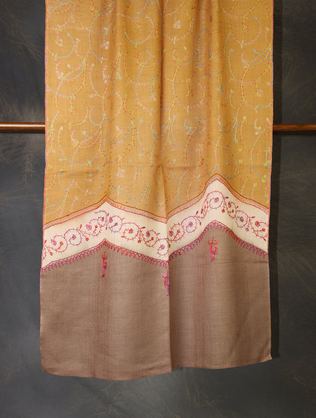 Triple Dye Jali Sozni Embroidery Stole