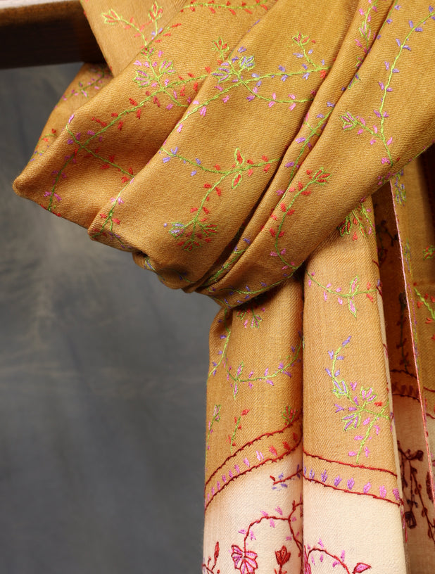 Triple Dye Jali Sozni Embroidery Stole