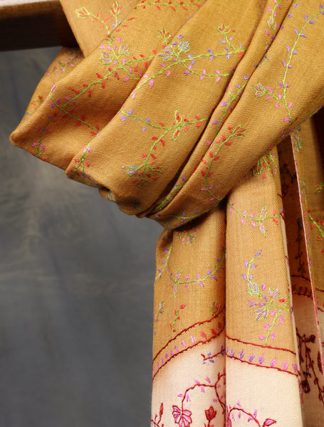 Triple Dye Jali Sozni Embroidery Stole