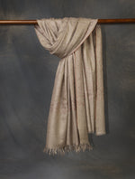 Warm Beige Base Jali Embroidery Cashmere Pashmina Shawl
