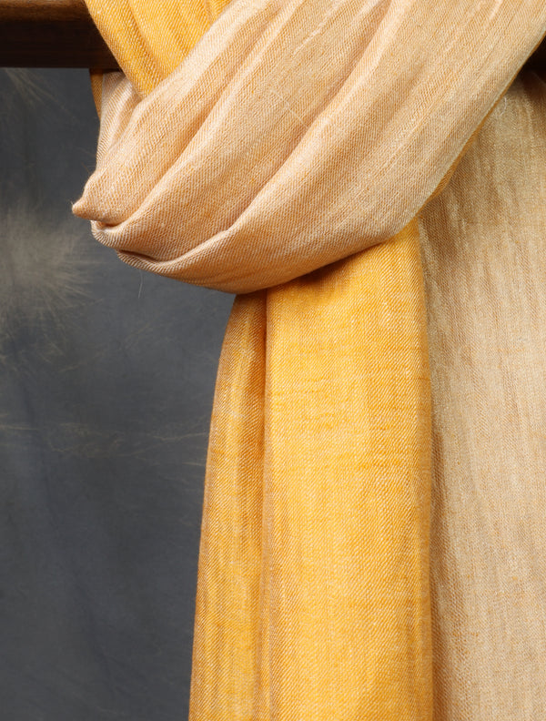 Yellow And Ivory Reversible Zari Handwoven Cashmere Pashmina Scarf — pashmina shawl reverse side