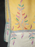 Yellow Base Big Border Embroidery Cashmere Pashmina Shawl