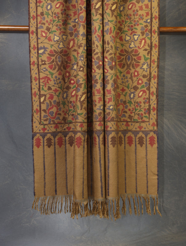 Beige Base Kani Cashmere Pashmina Shawl