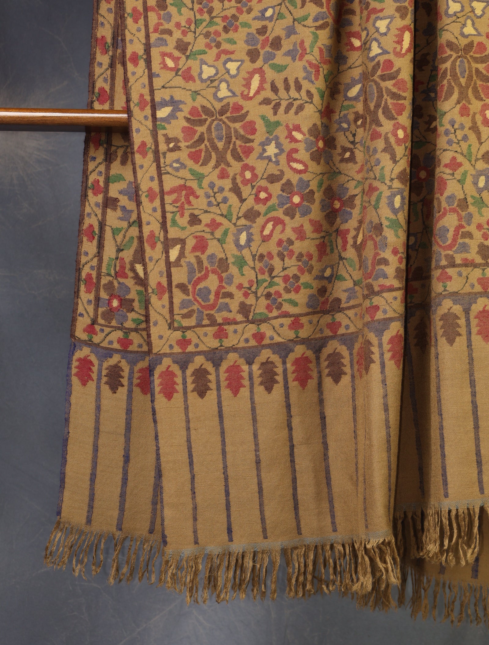 Beige Base Kani Cashmere Pashmina Shawl