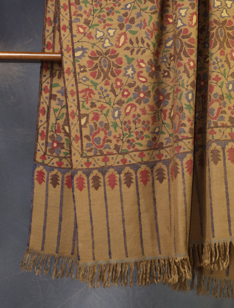 Beige Base Kani Cashmere Pashmina Shawl