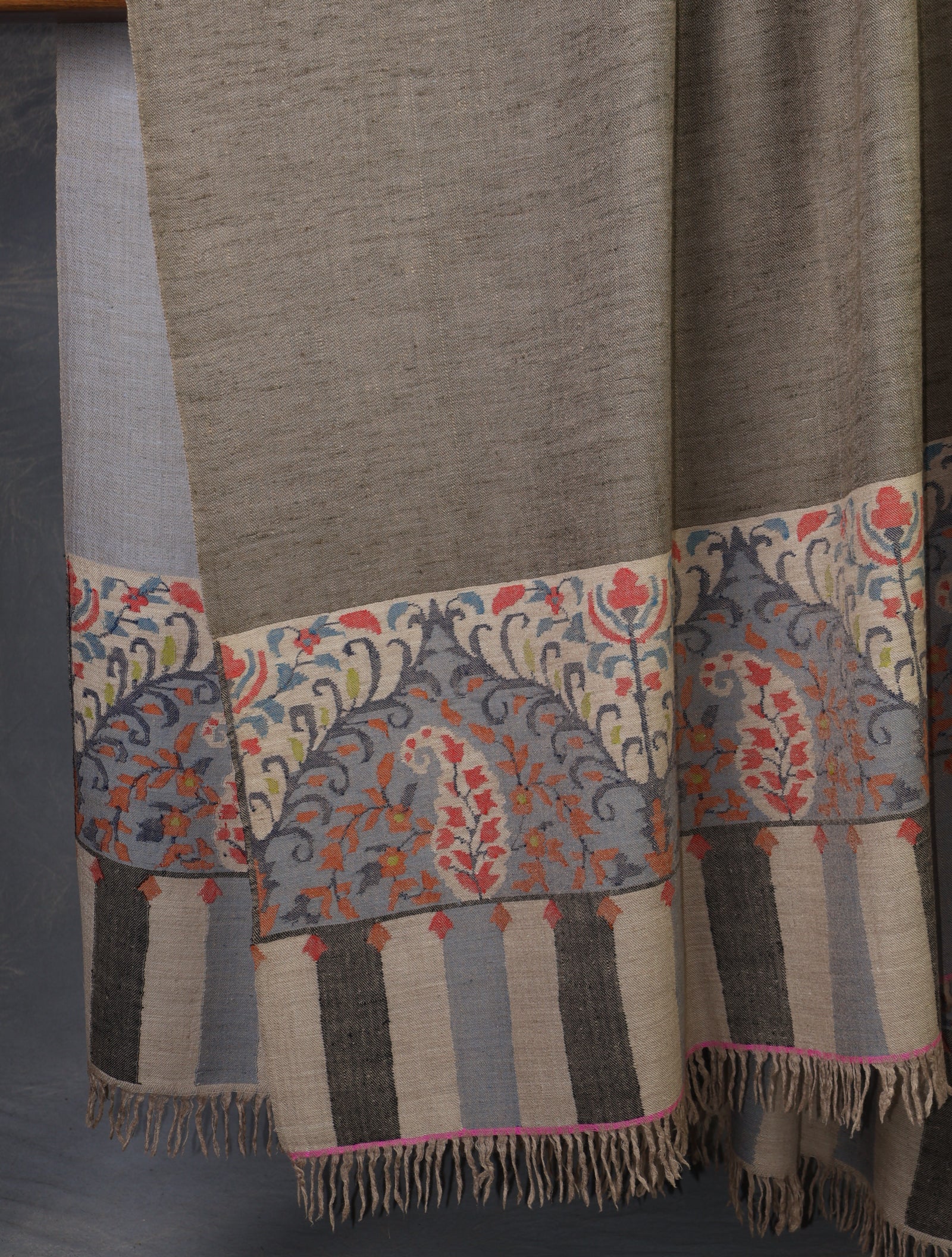 3 yard Reversible Kani Embroidery Handwoven Cashmere Shawl