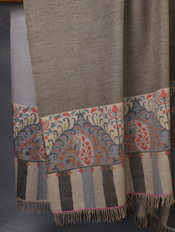3 yard Reversible Kani Embroidery Handwoven Cashmere Shawl