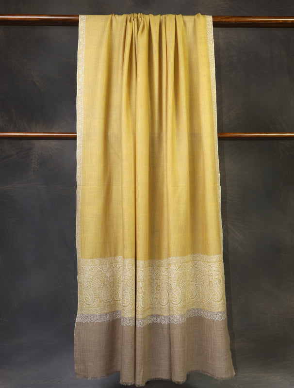 3 yard Lemon Big Border Embroidery Cashmere Pashmina Shawl