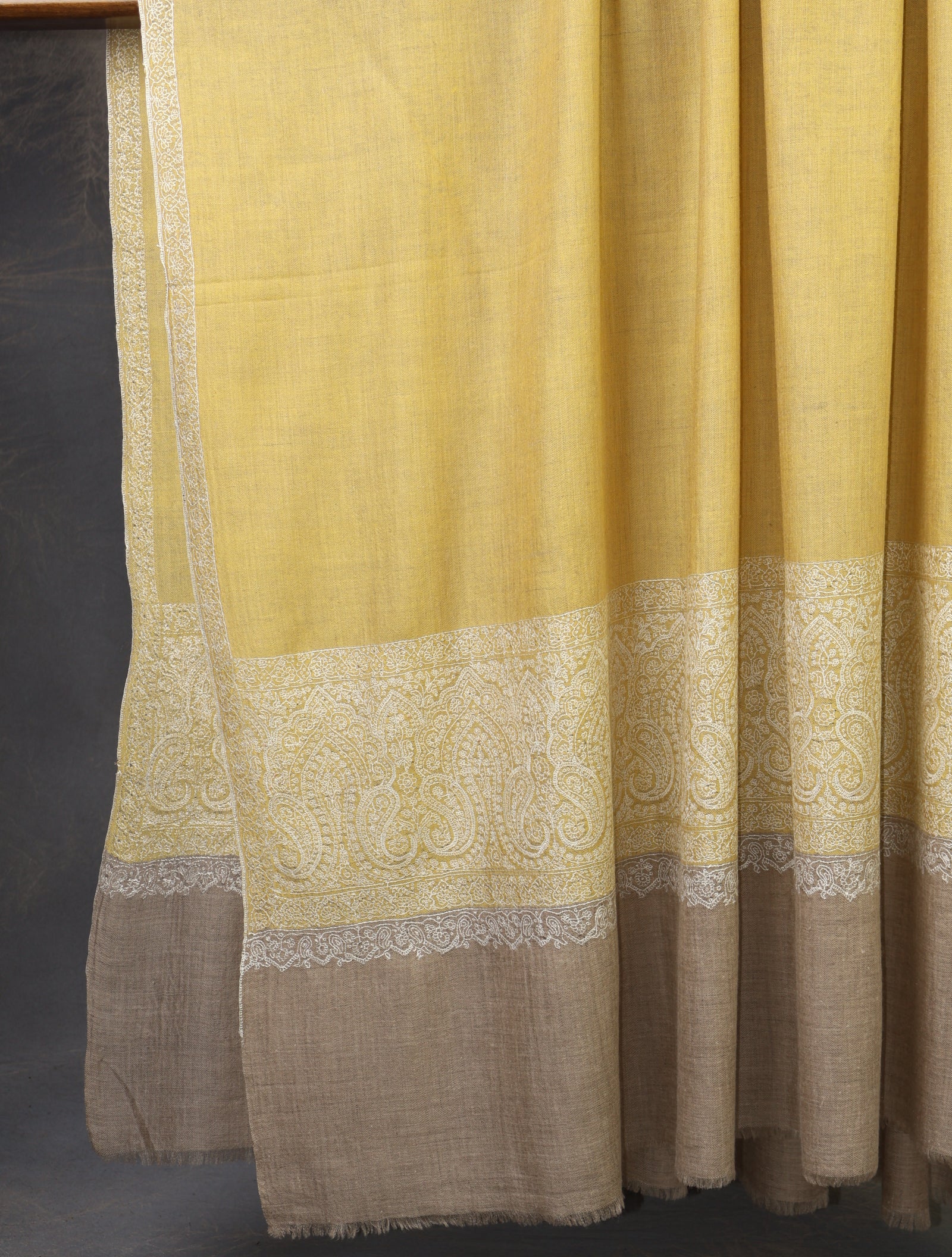 3 yard Lemon Big Border Embroidery Cashmere Pashmina Shawl