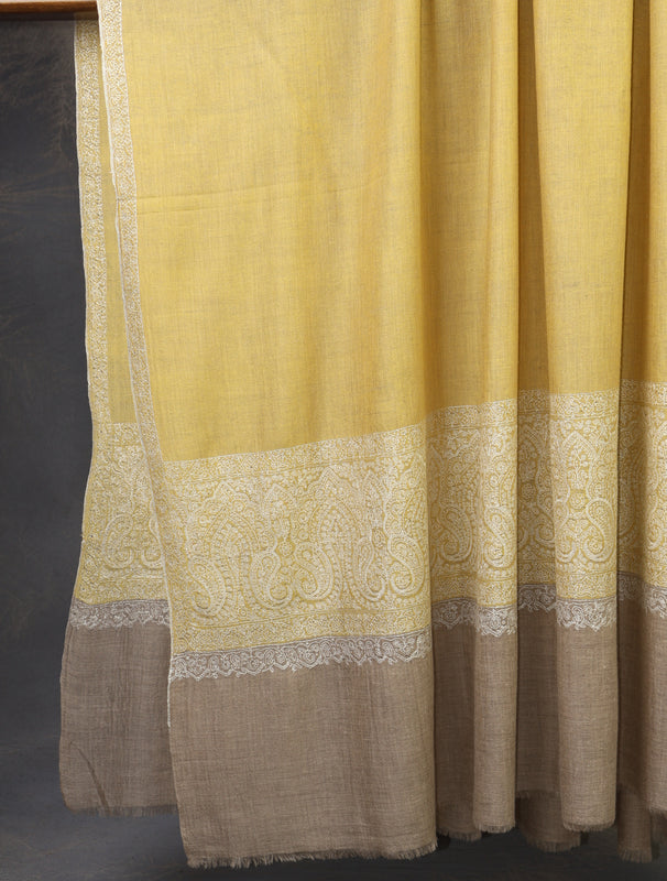 3 yard Lemon Big Border Embroidery Cashmere Pashmina Shawl