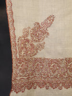Ivory Big Border Embroidery Cashmere Pashmina Shawl