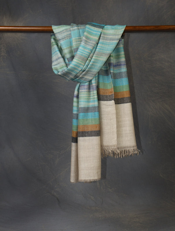 blue plaid pure cashmere scarf