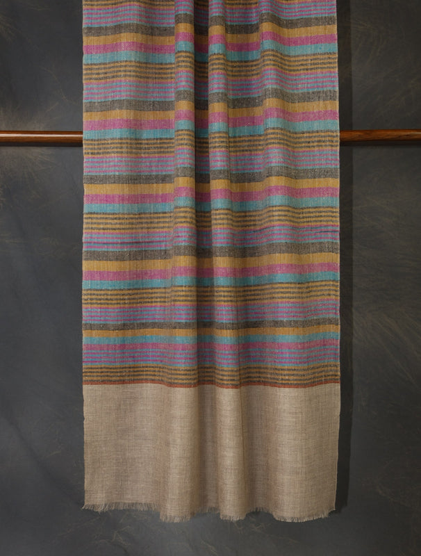 brown multicolor plaid pure cashmere scarf
