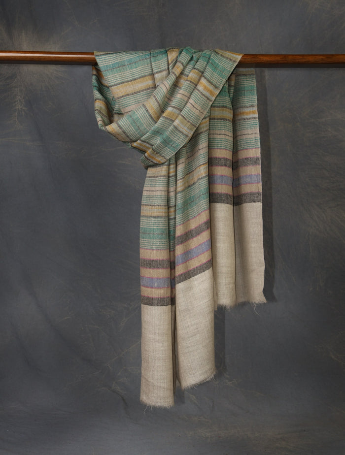 Green Plaid Scarf Pure Cashmere Pashmina – Handwoven Luxury